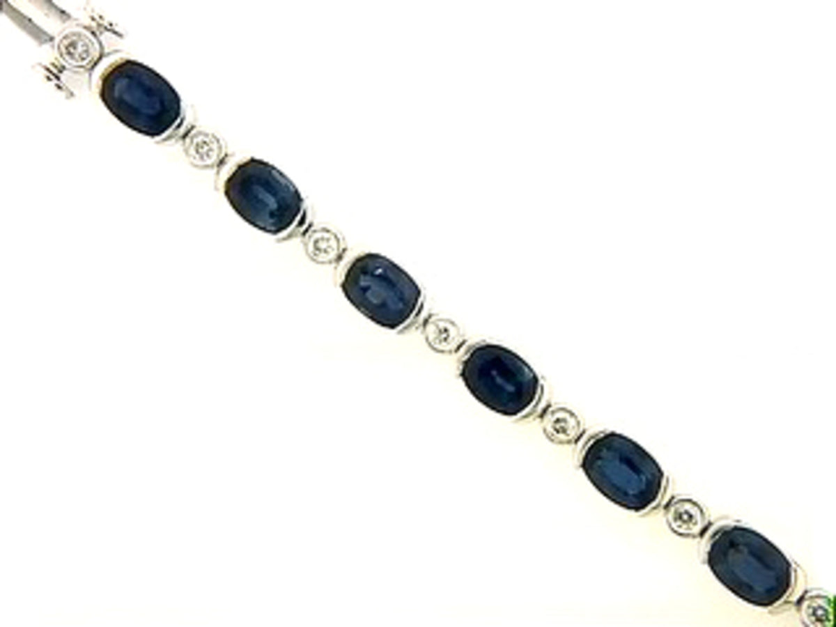 SAPPHIRE & DIAMOND BRACELET, 14KW (H), C=11.25