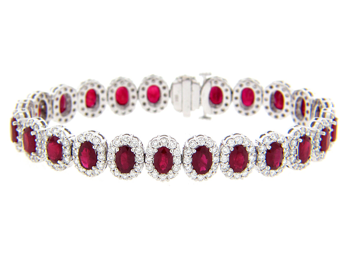 RUBY & DIAMOND BRACELET, 18KW (H), C=15.10