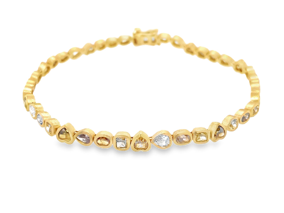 NATURAL FANCY COLOR DIAMOND & WHITE DIAMOND BRACELET, SATIN FINISH, 7"