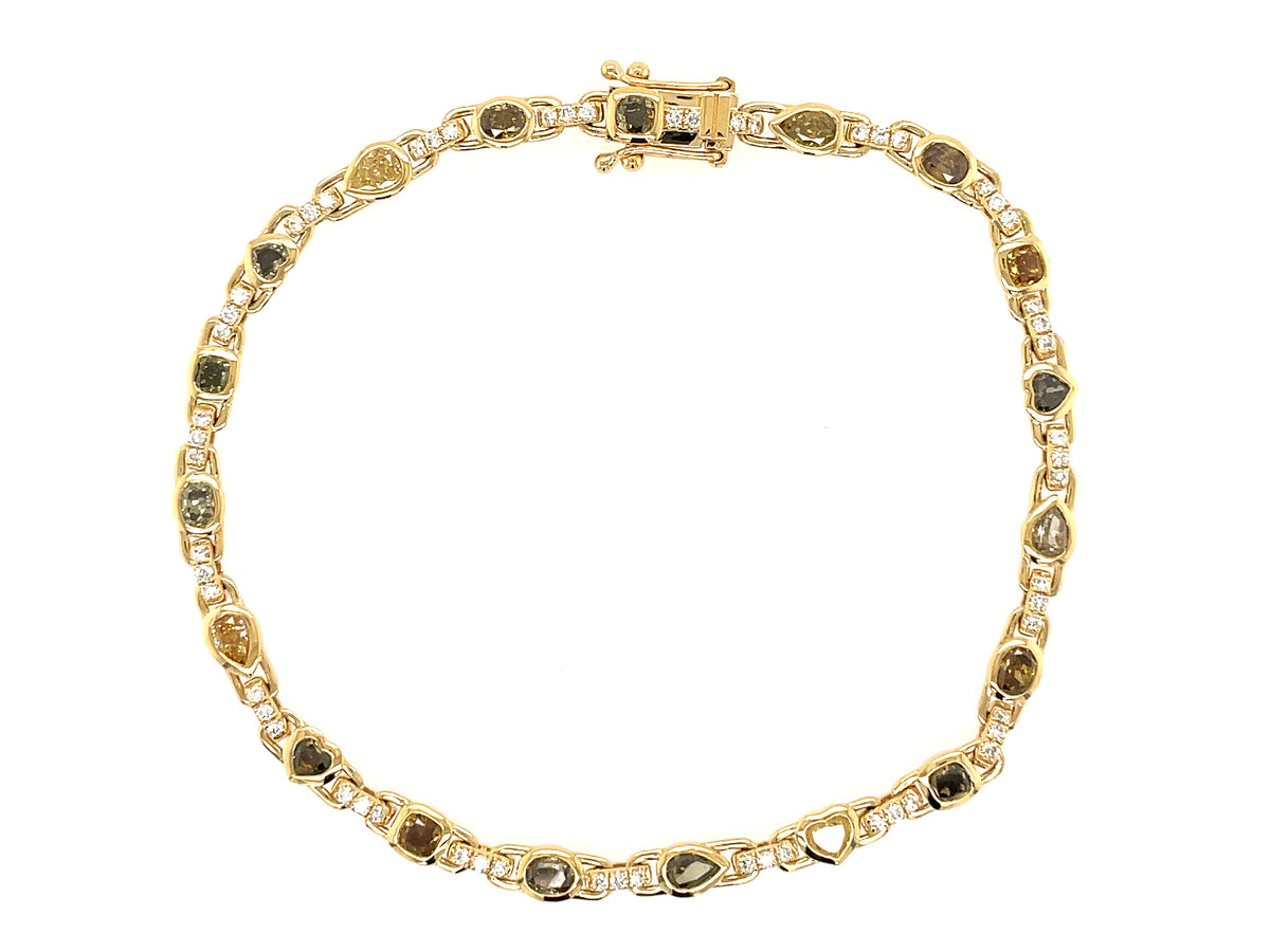 NATURAL FANCY COLOR DIAMOND & WHITE DIAMOND BRACELET, SATIN FINISH