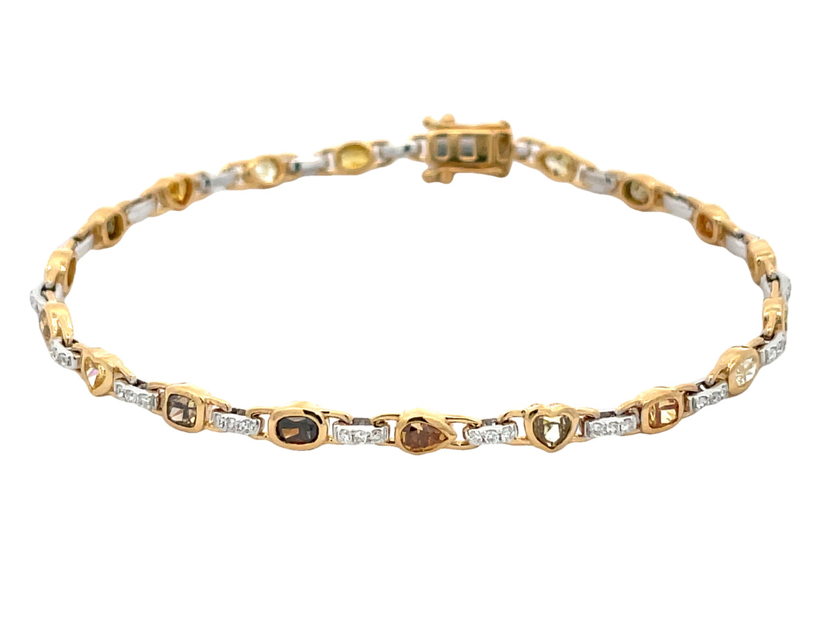 NATURAL FANCY COLOR DIAMOND & WHITE DIAMOND BRACELET, 7"