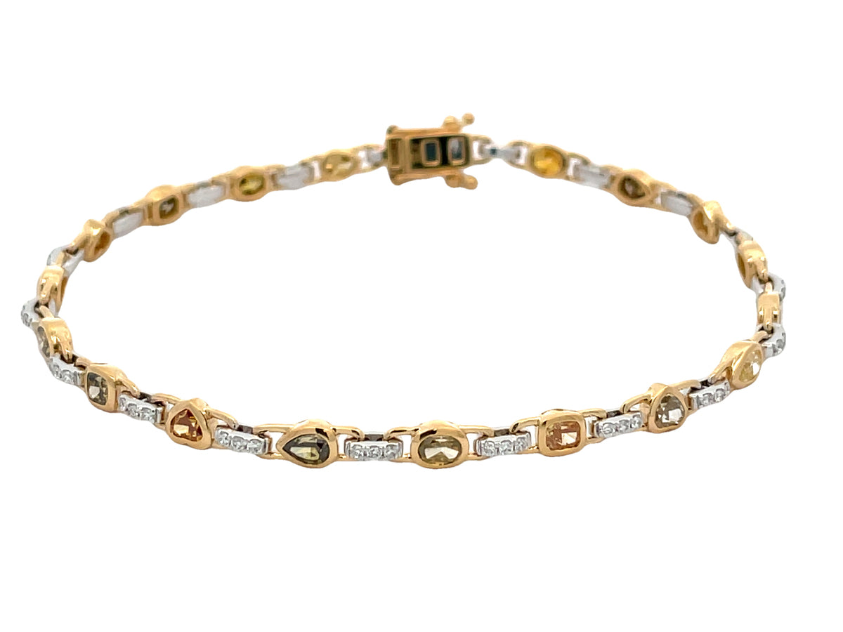 NATURAL FANCY COLOR DIAMOND & WHITE DIAMOND BRACELET, 7"