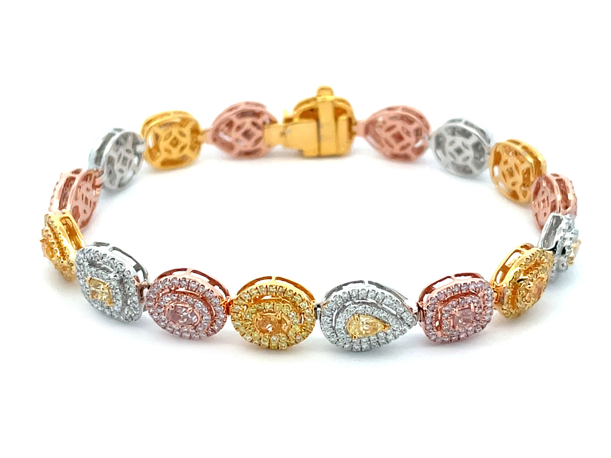 Natural Fancy Color Diamonds White Diamond Halo Bracelet