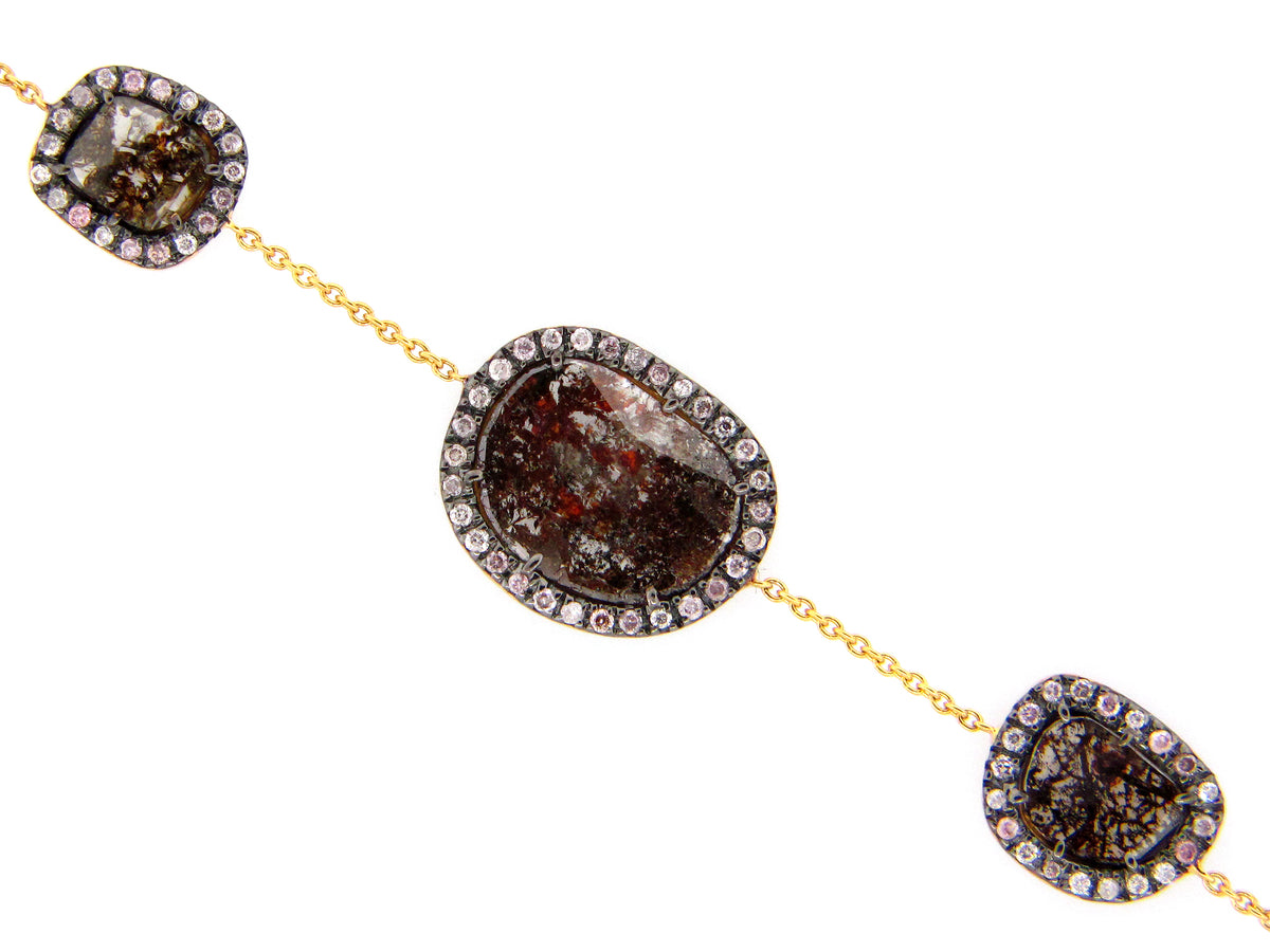 Rose Cut Fancy Color Diamond Bracelet, 18ky (N)