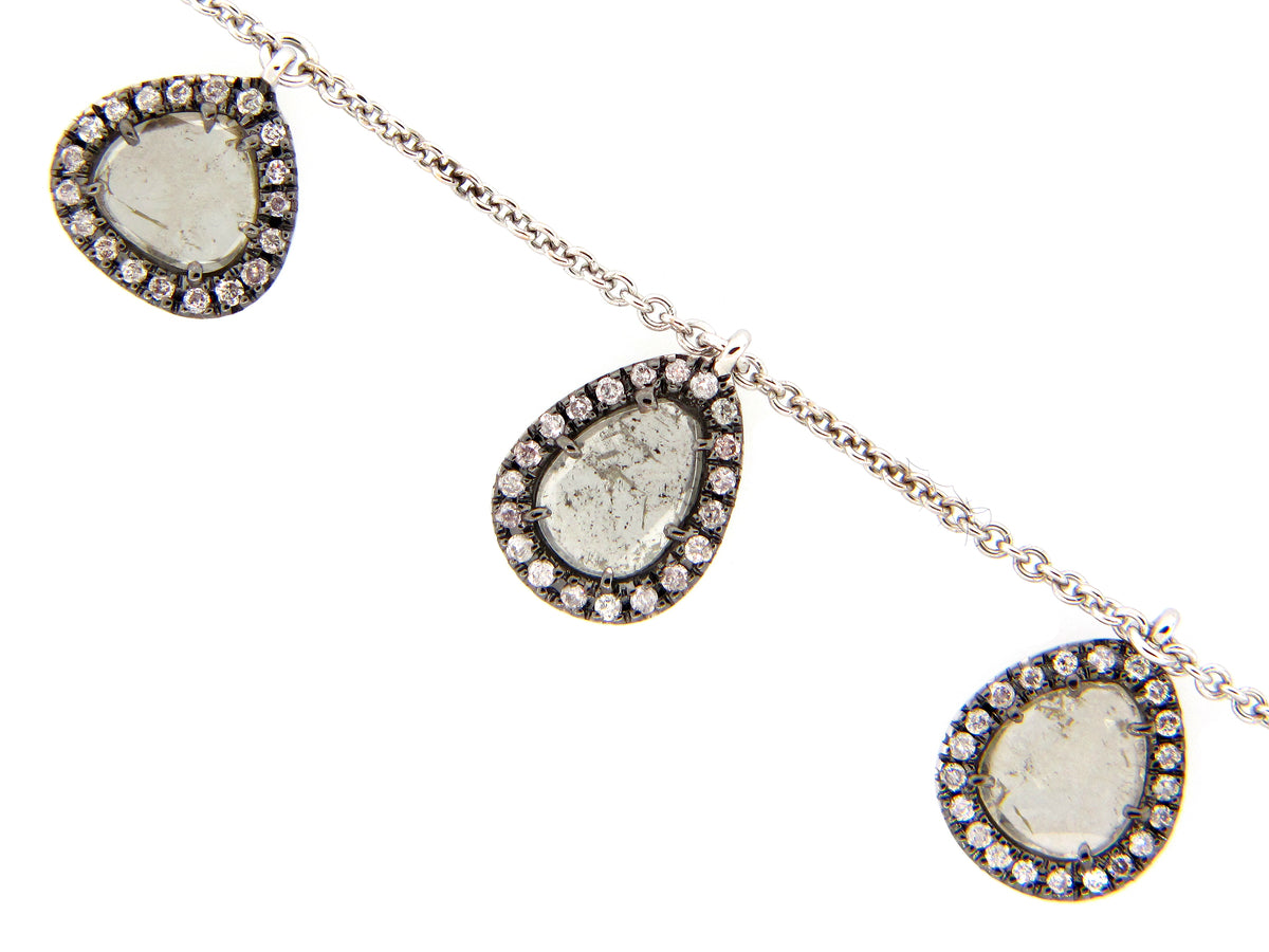 ROSE CUT FANCY COLOR DIAMOND BRACELET, 18KW (N)