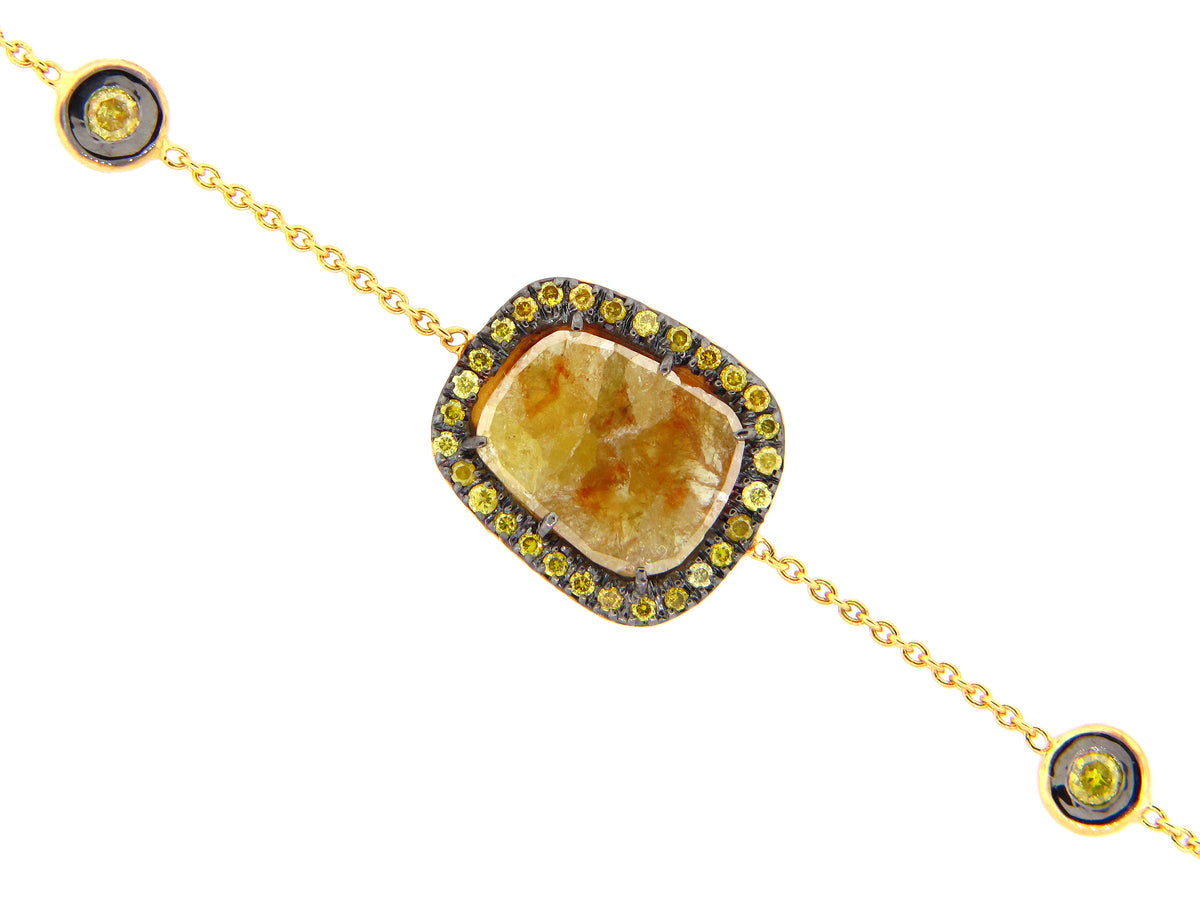 ROSE CUT FANCY COLOR DIAMOND BRACELET, 18KY (N)