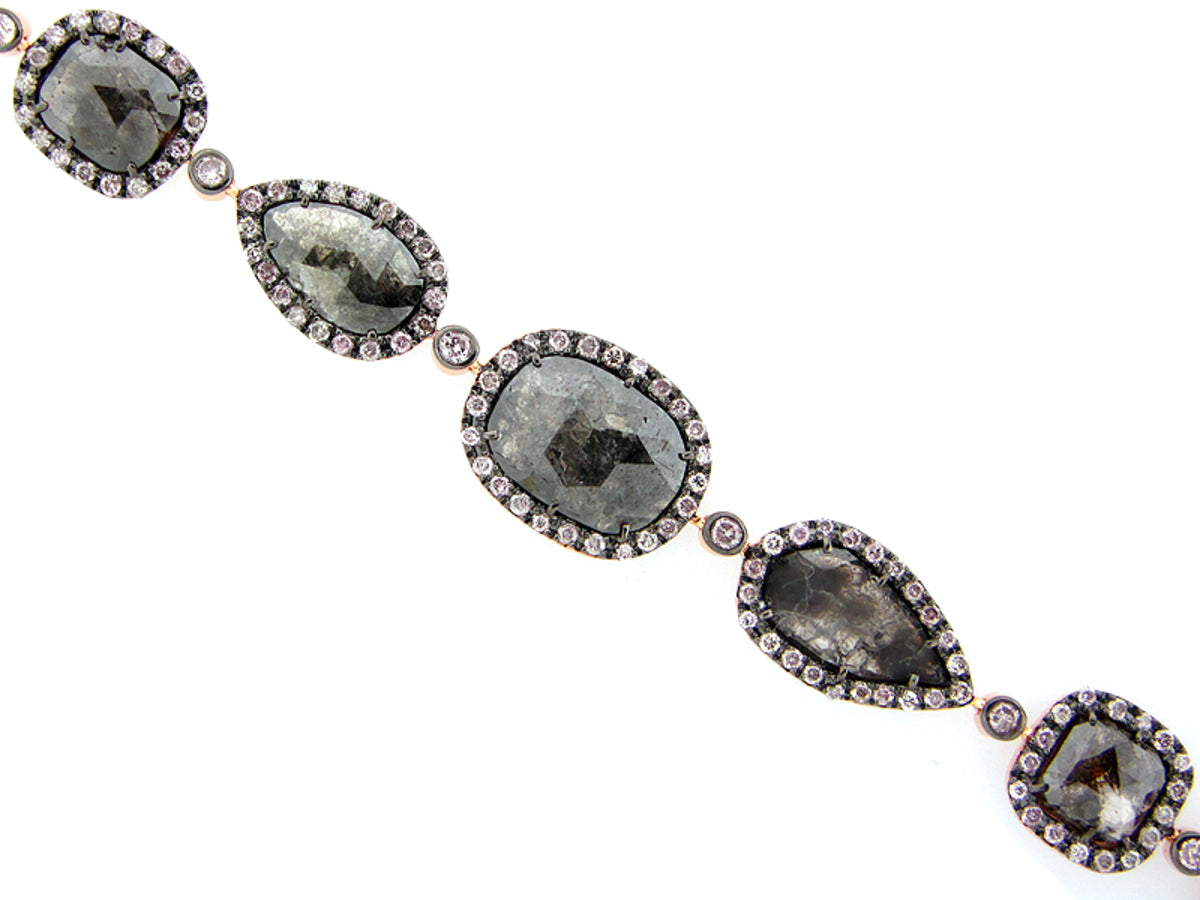 ROSE CUT SLICE BROWN DIAMOND BRACELET, 18KR (N)