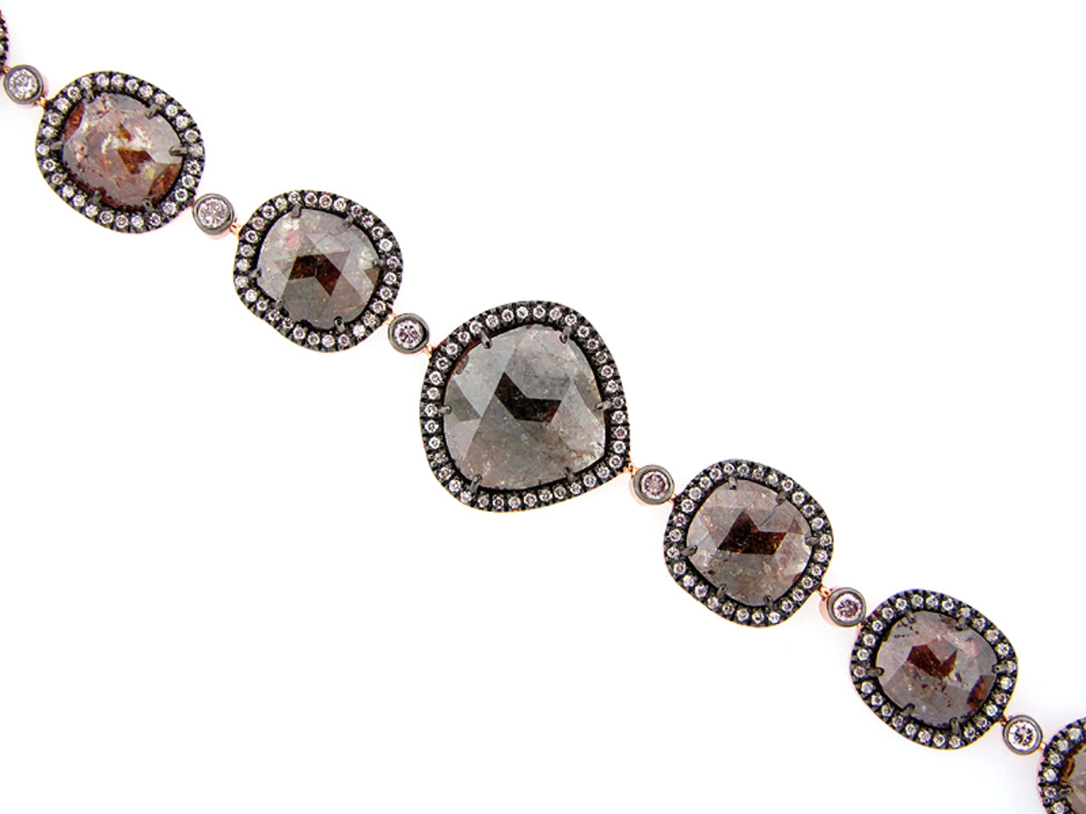 ROSE CUT SLICE BROWN DIAMOND BRACELET, 18KR (N)
