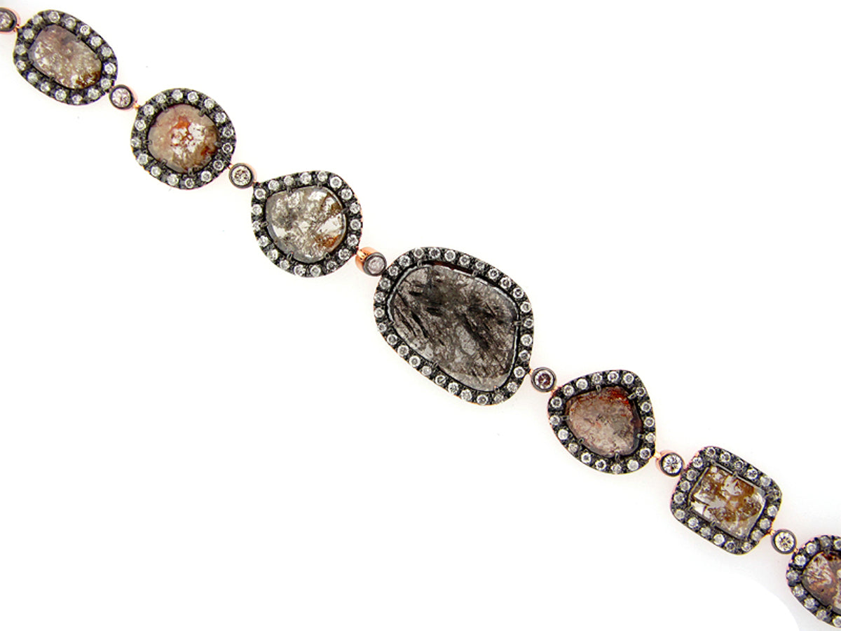 ROSE ROUGH CUT FANCY COLOR DIAMOND BRACELET, 18KR (N)
