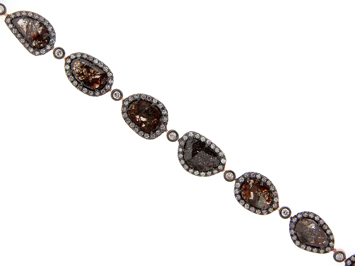ROSE CUT SLICE FANCY COLOR DIAMOND BRACELET, 18KR (N)