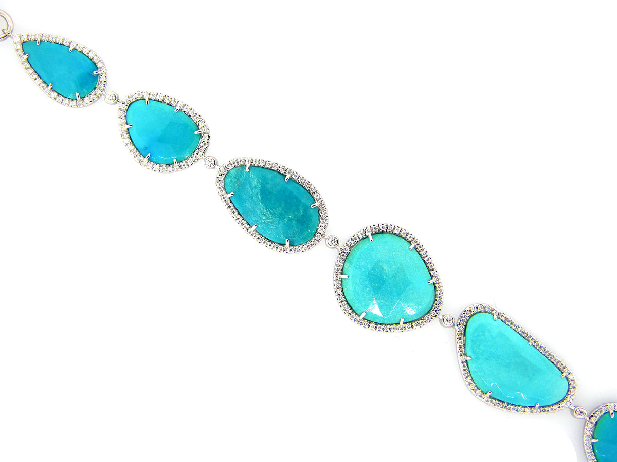 TURQUOISE & DIAMOND BRACELET, 18KW (N)