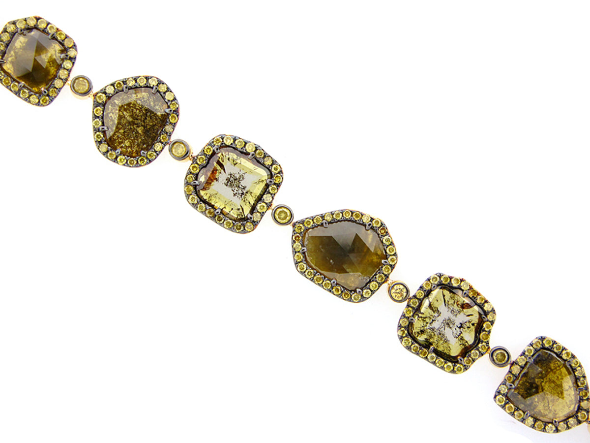 ROSE CUT SLICE YELLOW DIAMOND BRACELET, 18KY (N)