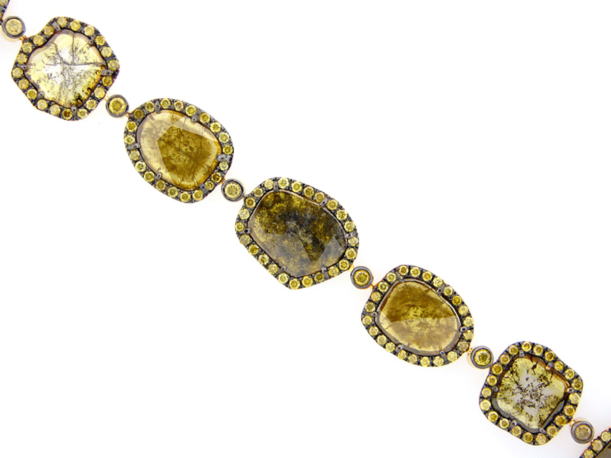 ROSE CUT SLICE YELLOW DIAMOND BRACELET, 18KY (N)