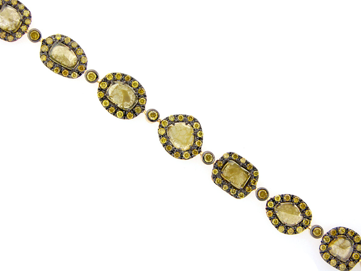 ROSE ROUGH CUT YELLOW DIAMOND BRACELET, 18KY (N)