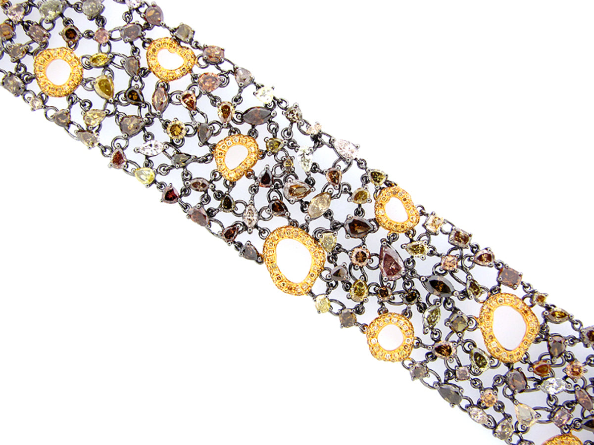 FANCY COLOR DIAMOND BRACELET, BLACK FINISH, 18KW (N)