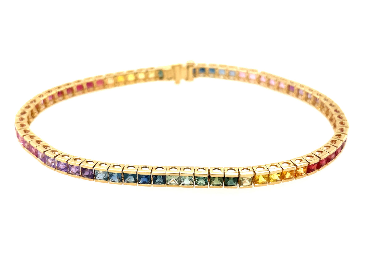 RAINBOW SAPPHIRE BRACELET, 8", 14KY (H/U)