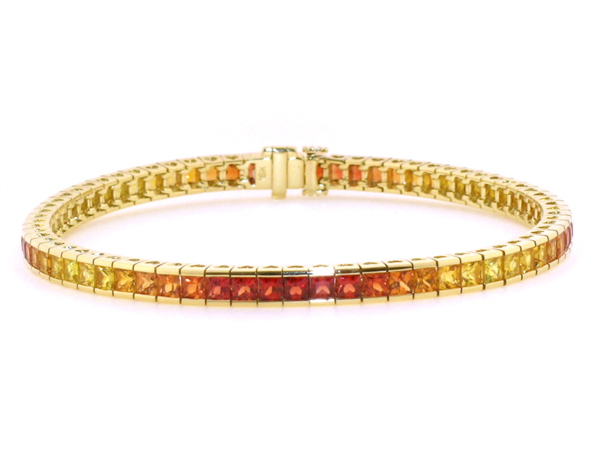 Orange Sapphire Bracelet, 18ky (H/U)