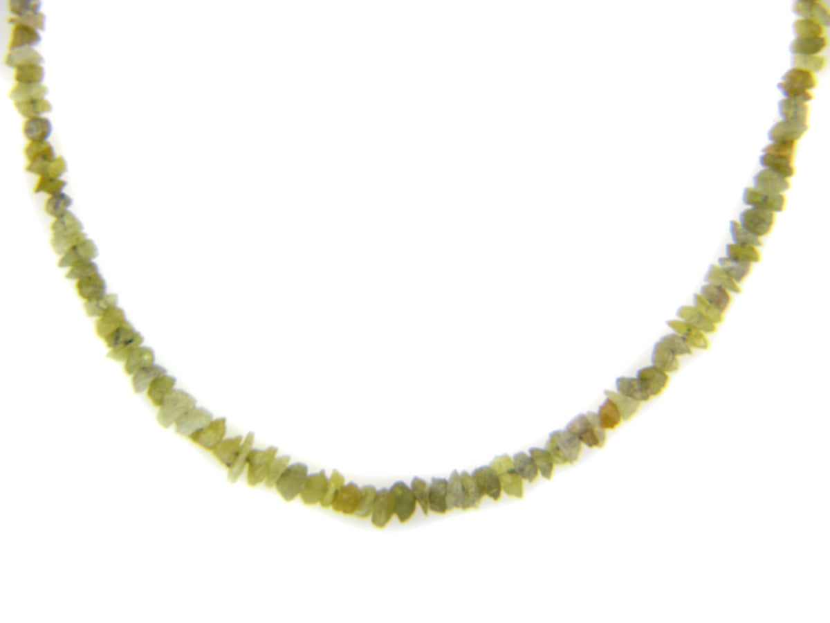 ROUGH LEMON GREEN DIAMOND NECKLACE WITH 18KY CLASP