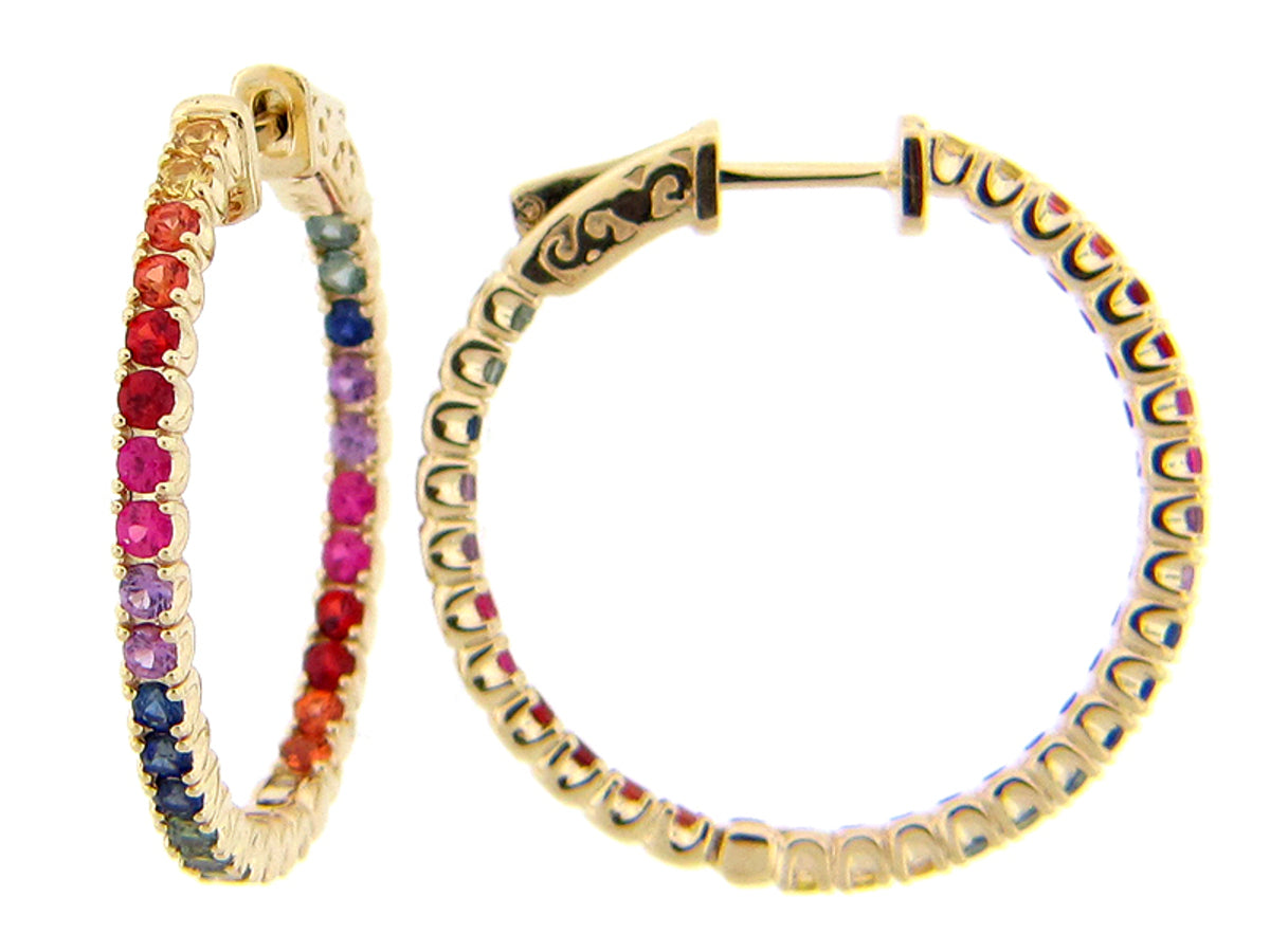 RAINBOW SAPPHIRE EARRING, 14KY (H/U)