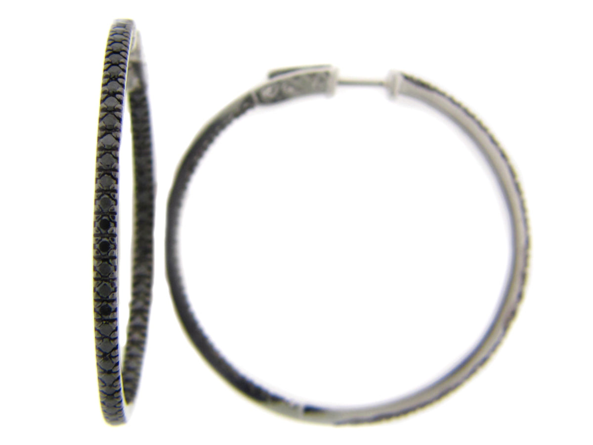 BLACK DIAMOND EARRING, 14KW (R)