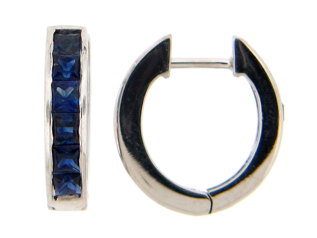SAPPHIRE PRINCESS HUGGY EARRING, 14KW (H)