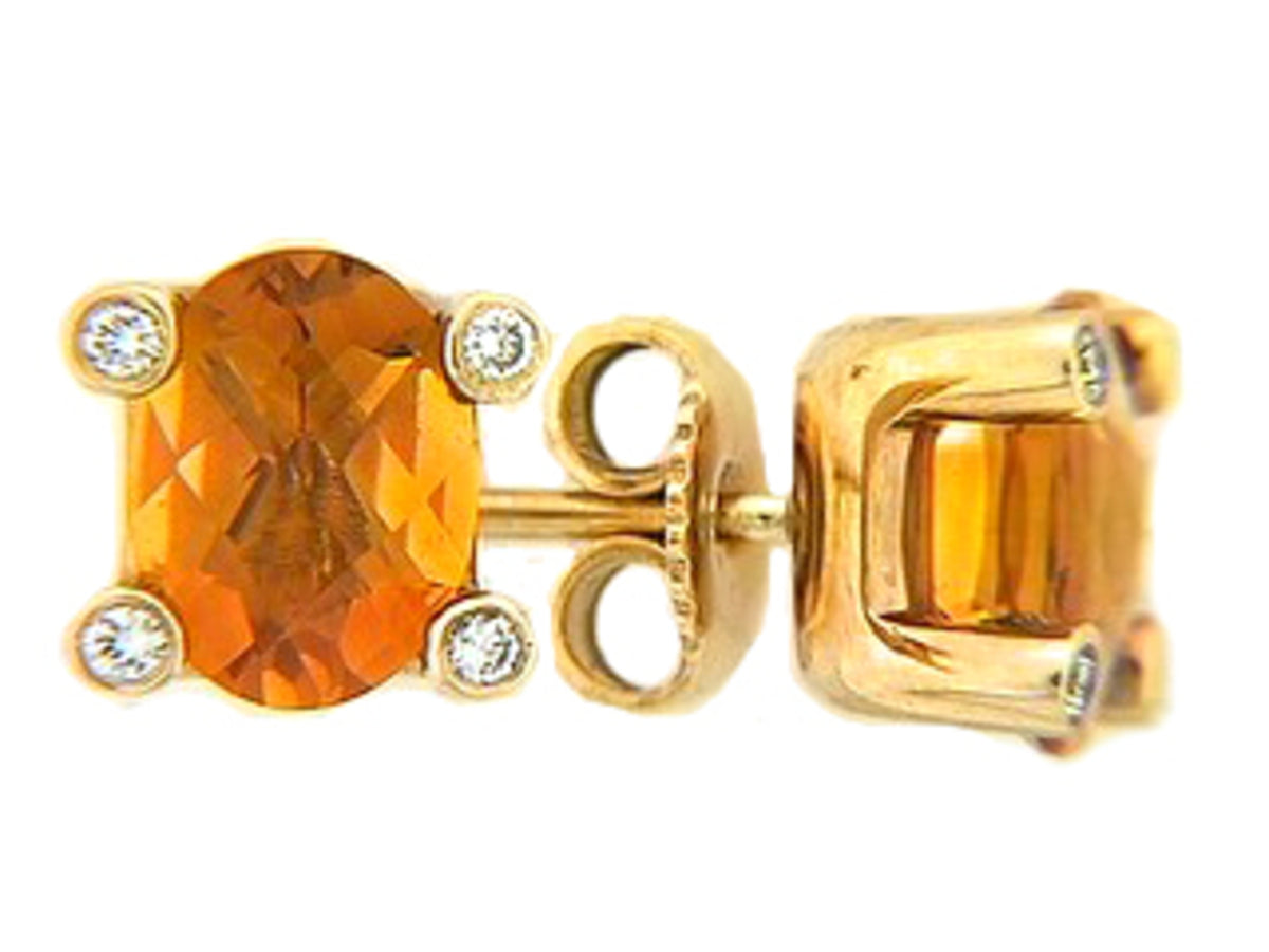 CHB CITRINE & DIAMOND EARRING, 14KY (H), C=2.20