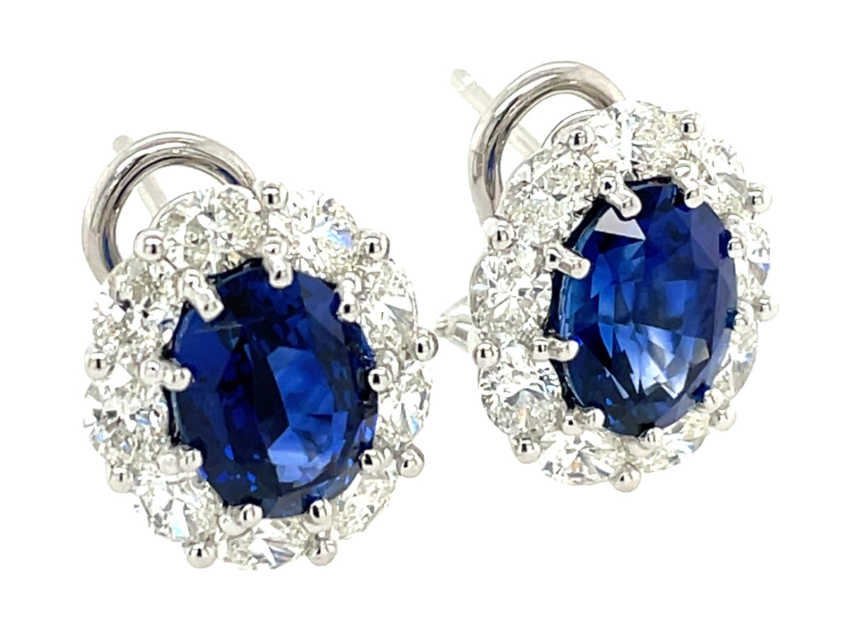 SAPPHIRE & DIAMOND HALO OMEGA CLIP EARRING