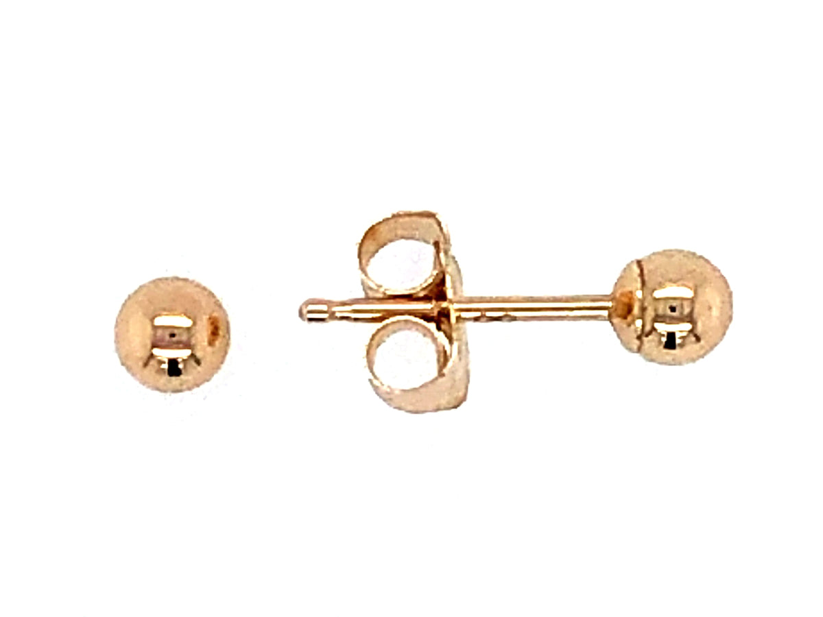 GOLD BALL STUD EARRING, 3MM