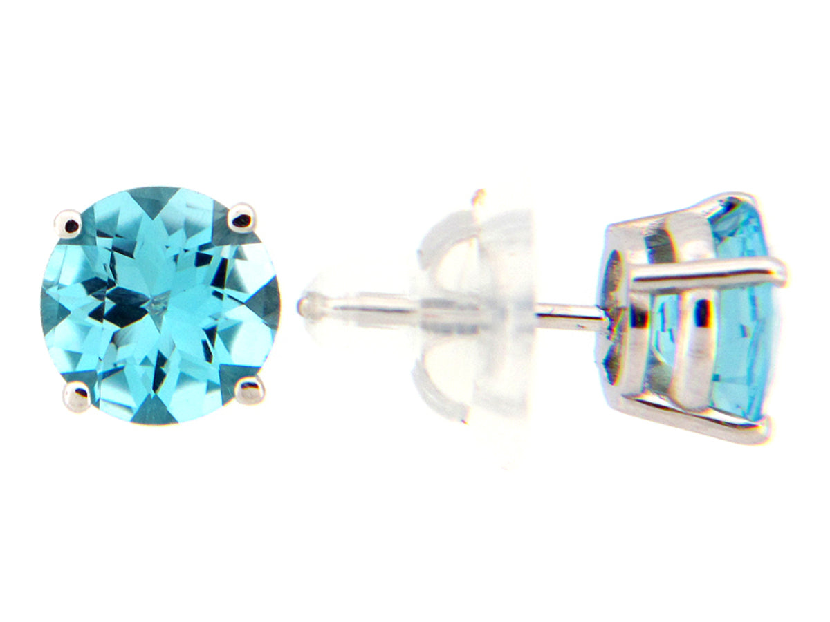 CHB BLUE TOPAZ STUD EARRING
