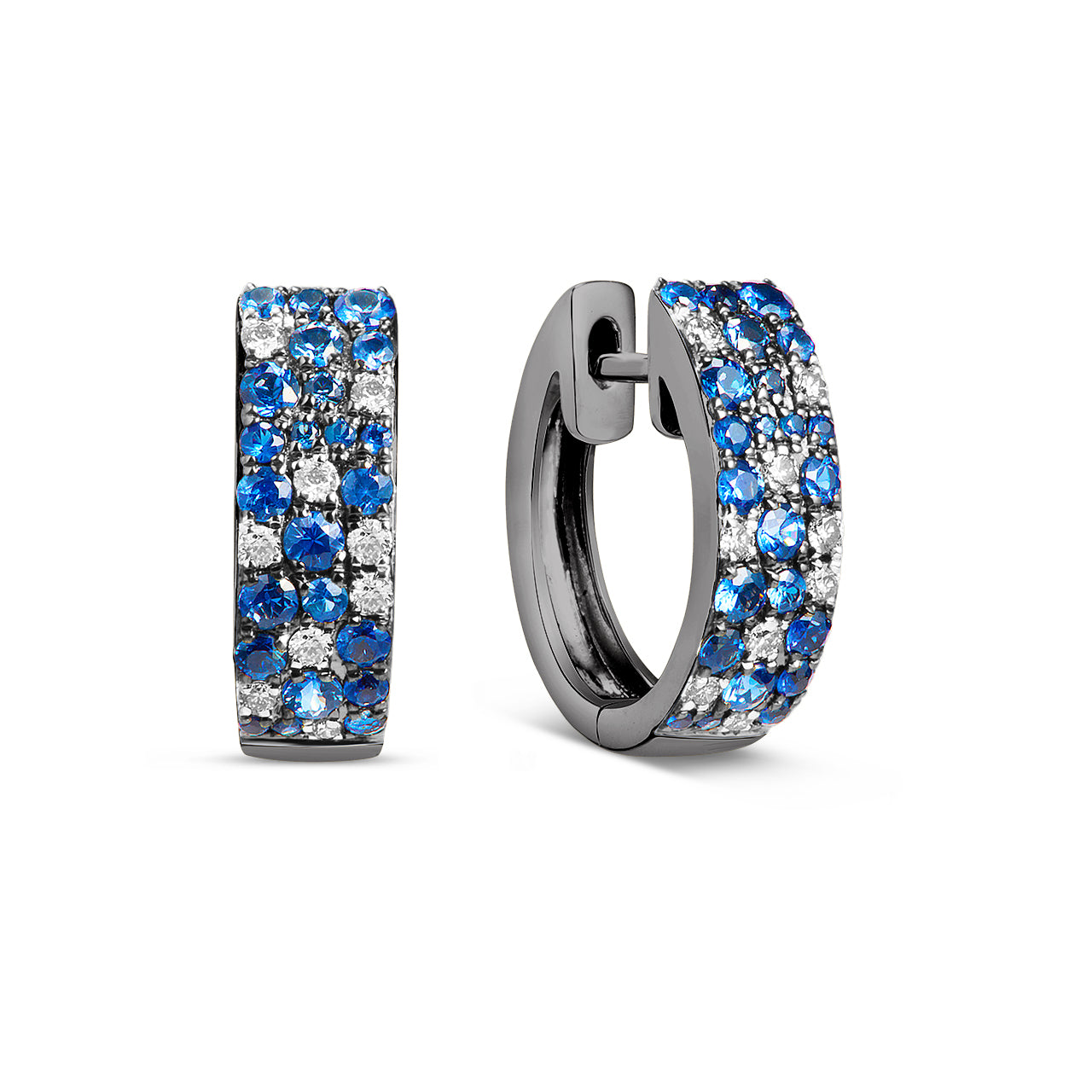 Sapphire & Diamond Mosaic Huggie Earring