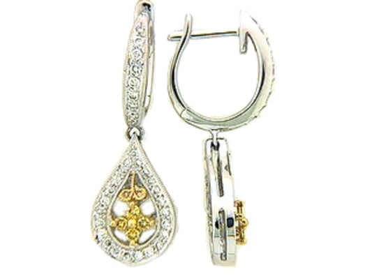 YELLOW DIAMOND & DIAMOND EARRING, 18KT (N)