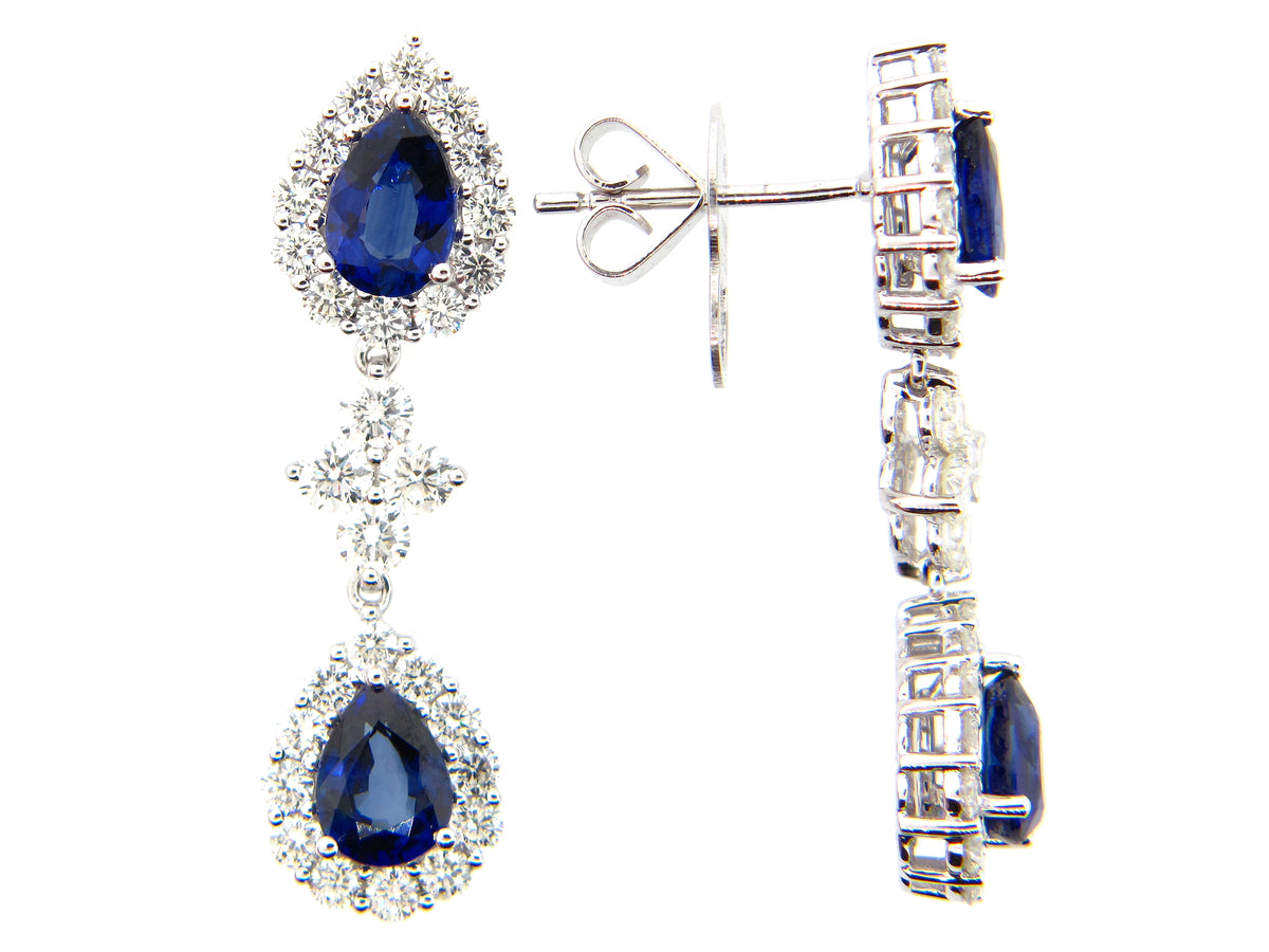 SAPPHIRE & DIAMOND EARRING, 18KW (H)