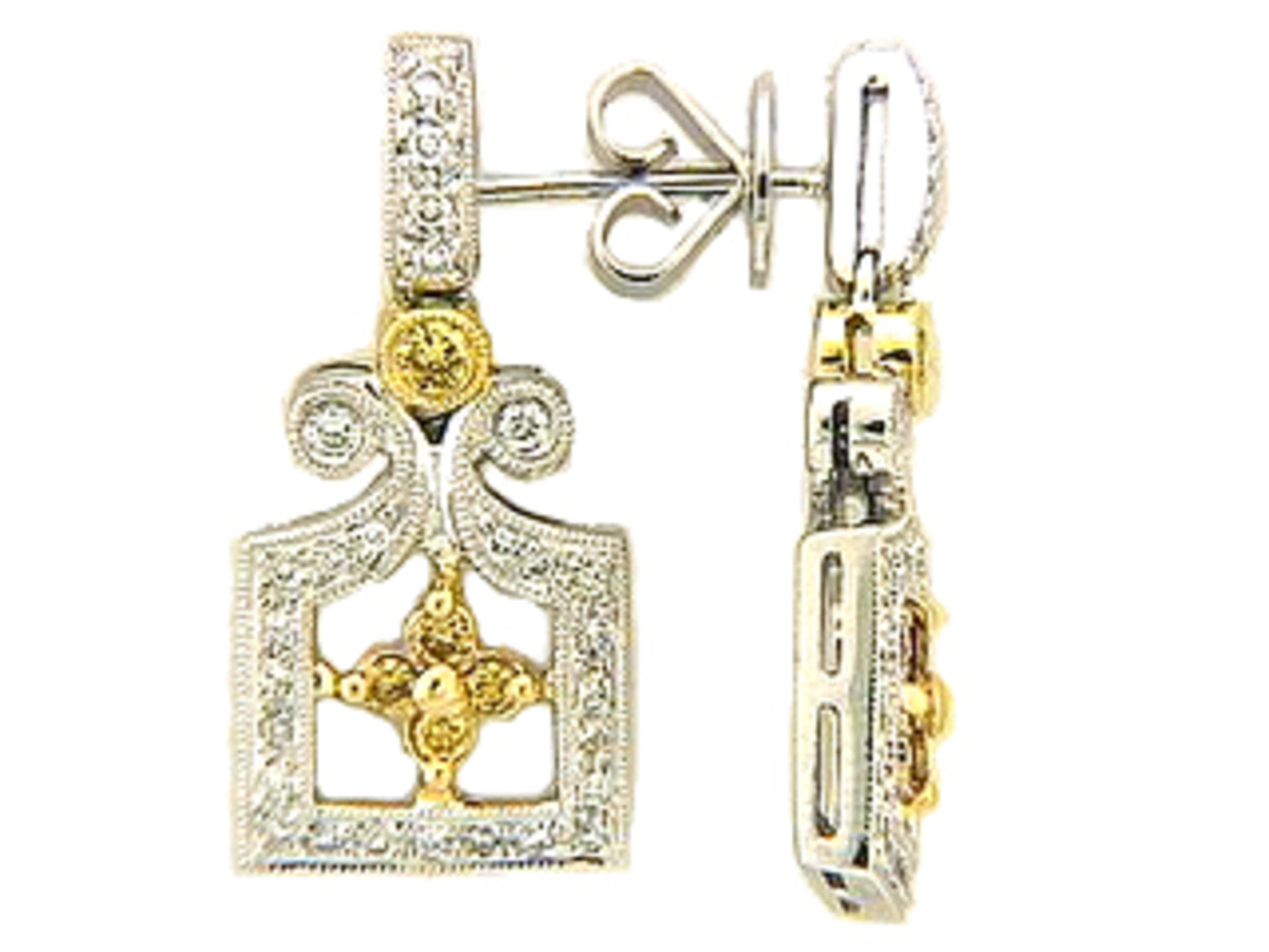 YELLOW DIAMOND & DIAMOND EARRING,18KW (N) SPECIAL