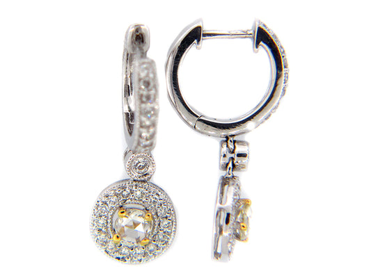 YELLOW DIAMOND & DIAMOND EARRING, 18KT (N) SPECIAL
