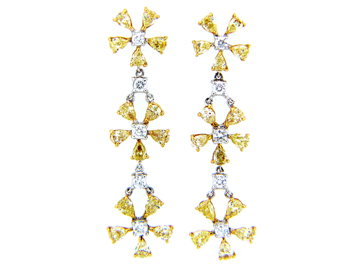 YELLOW & WHITE DIAMOND EARRING, 18KT (N)