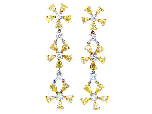 YELLOW & WHITE DIAMOND EARRING, 18KT (N)