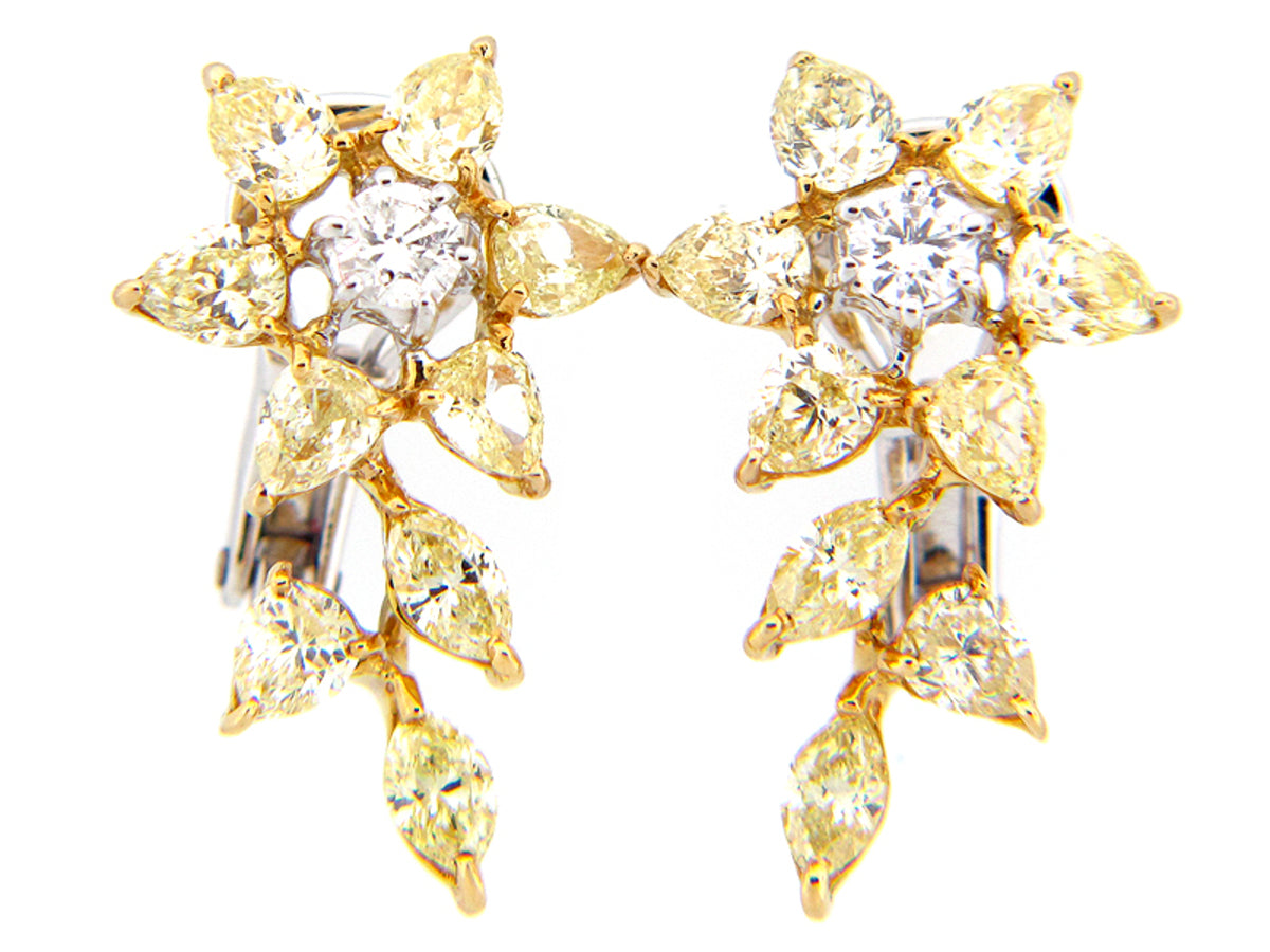YELLOW & WHITE DIAMOND EARRING, 18KT (N)