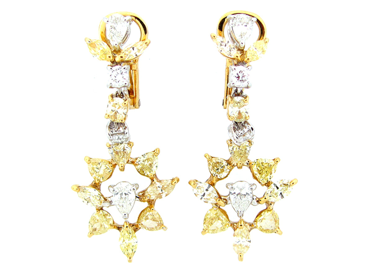 YELLOW & WHITE DIAMOND EARRING, 18KT (N)