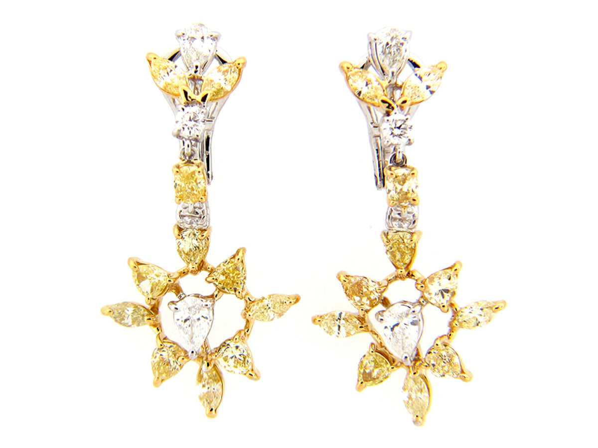 YELLOW & WHITE DIAMOND EARRING, 18KT (N)