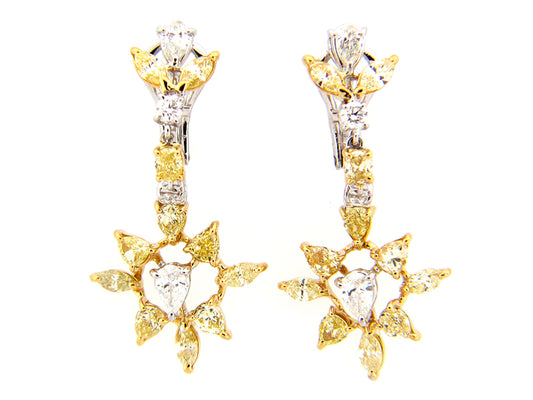 YELLOW & WHITE DIAMOND EARRING, 18KT (N)