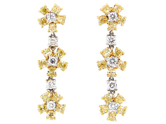 YELLOW & WHITE DIAMOND EARRING