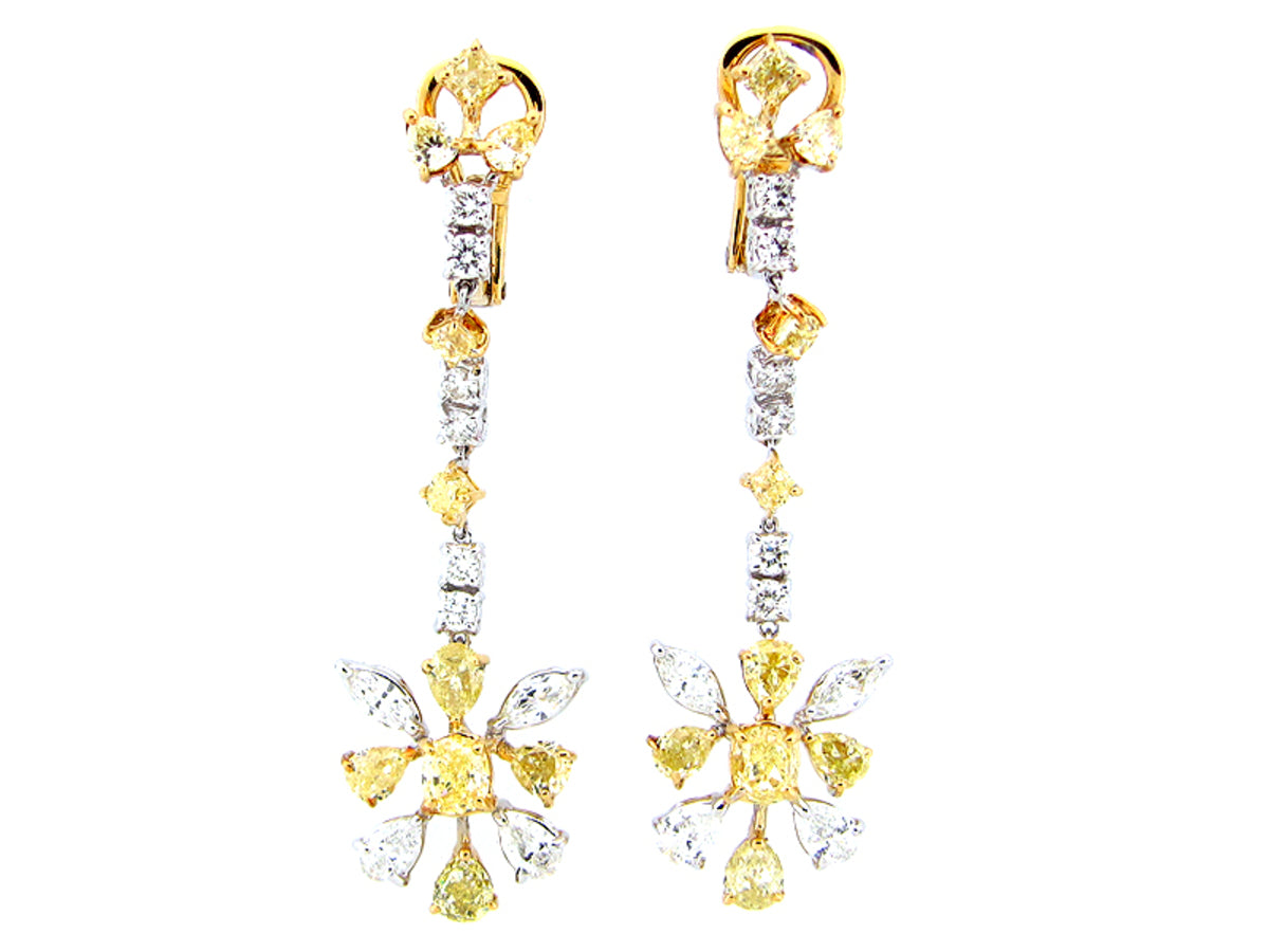 YELLOW & WHITE DIAMOND EARRING