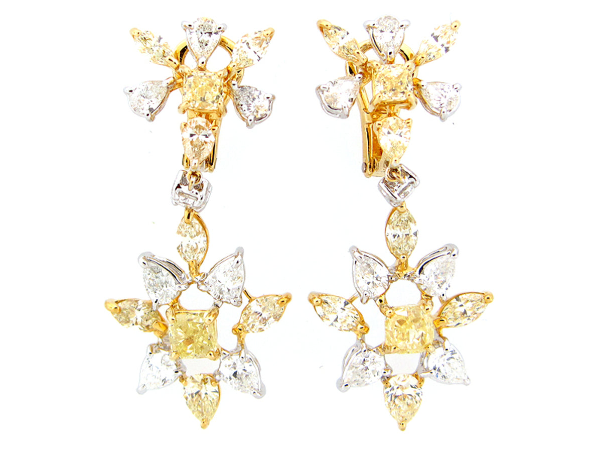 YELLOW & WHITE DIAMOND EARRING, 18KT (N)