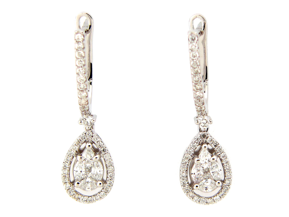 DIAMOND PEAR EARRING, 14KW (N)