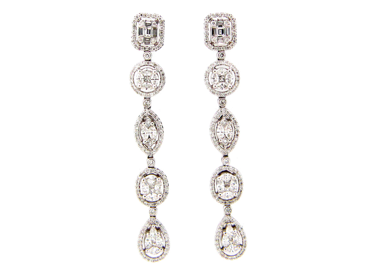 DIAMOND 5 STATION EARRING, 18KW (N)