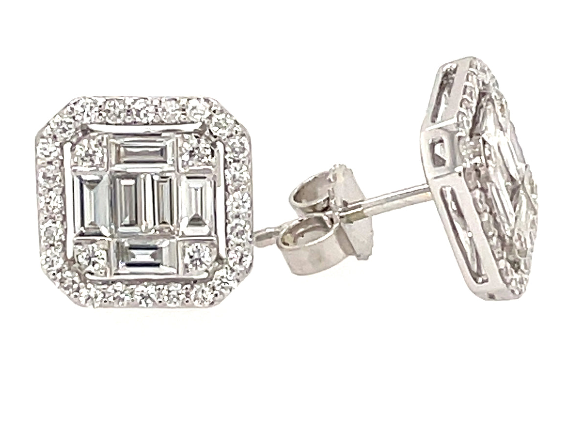 DIAMOND BAGUETTE CLUSTER STUD EARRING