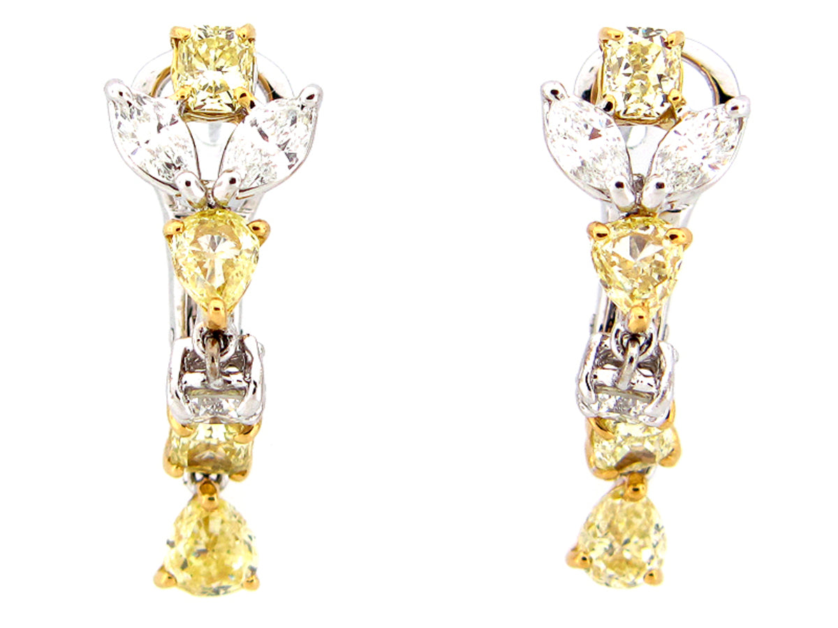 YELLOW & WHITE DIAMOND EARRING