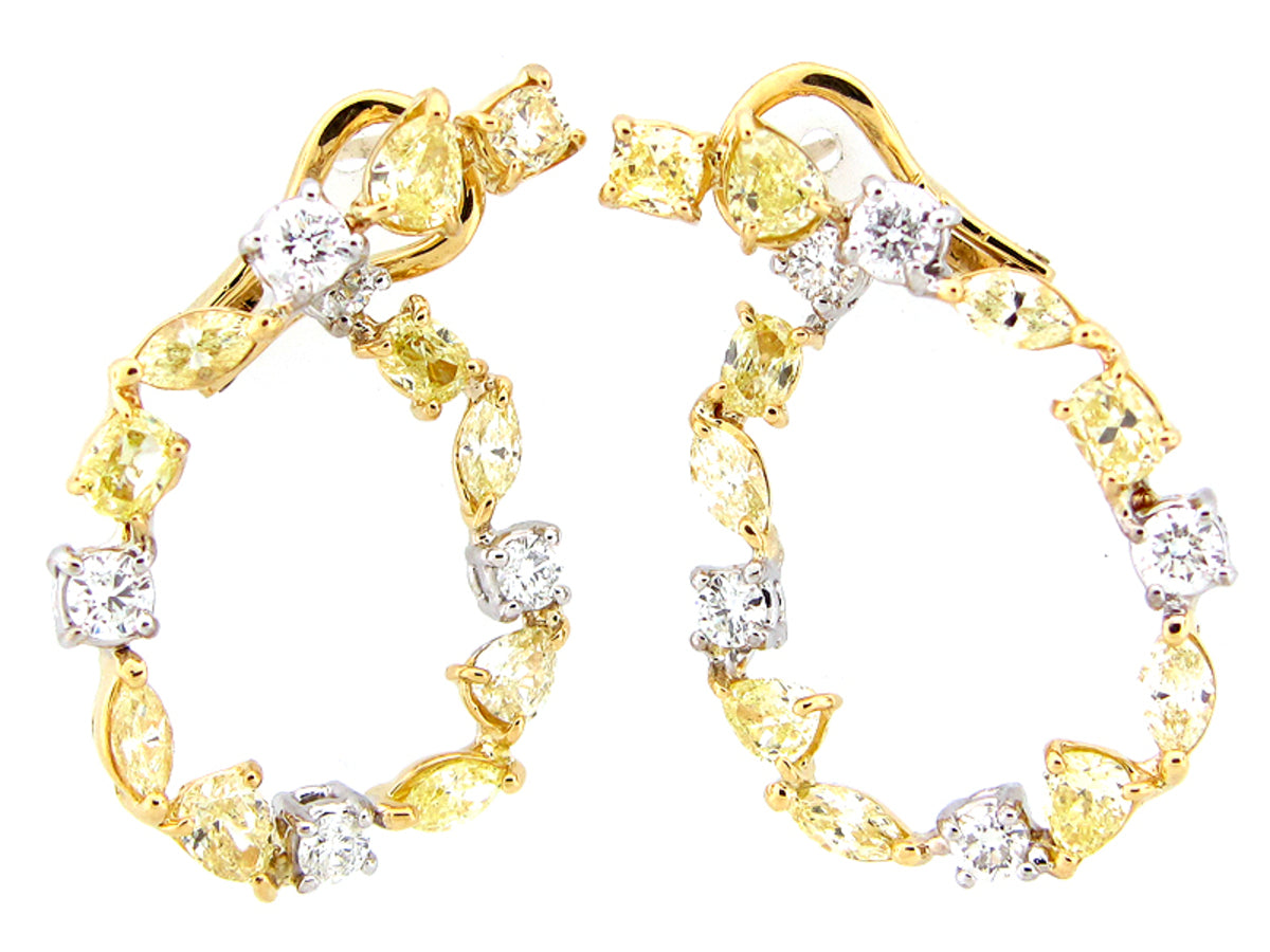 YELLOW & WHITE DIAMOND EARRING