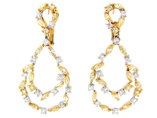 YELLOW & WHITE DIAMOND EARRING