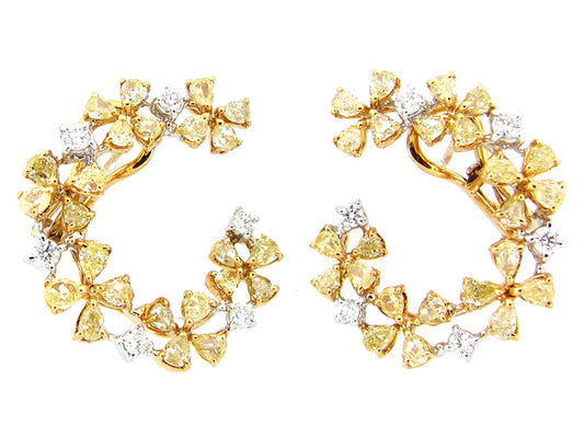 YELLOW & WHITE DIAMOND EARRING